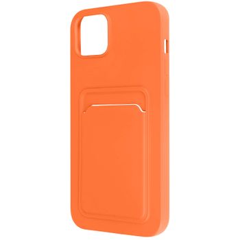 Carcasa Iphone 14 Silicona Flexible Tarjetero Forcell Naranja