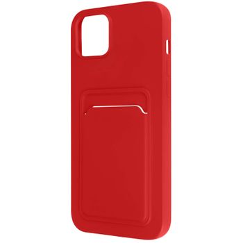 Carcasa Iphone 14 Silicona Flexible Tarjetero Forcell Rojo