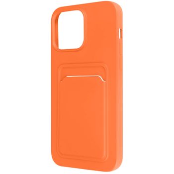 Carcasa Iphone 14 Pro Max Silicona Flexible Tarjetero Forcell Naranja