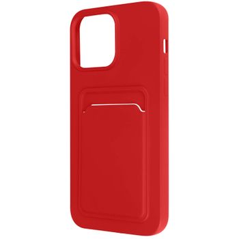 Carcasa Iphone 14 Pro Max Silicona Flexible Tarjetero Forcell Rojo
