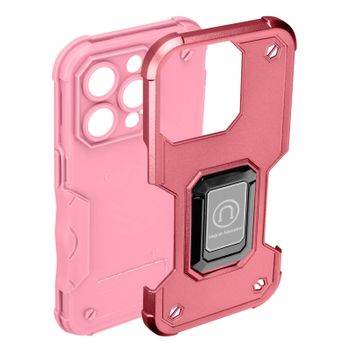 Carcasa Iphone 14 Pro Antigolpes Híbrido Con Anilla De Soporte Magnética Rosa