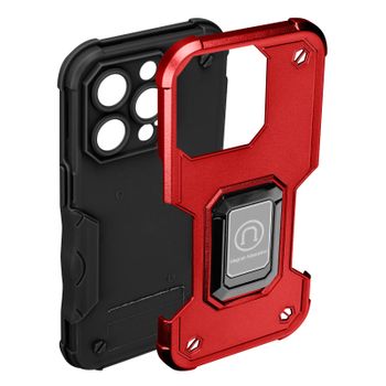 Carcasa Iphone 14 Pro Antigolpes Híbrido Con Anilla De Soporte Magnética Rojo