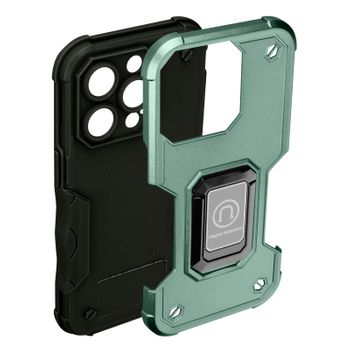 Carcasa Iphone 14 Pro Max Antigolpes Híbrida Anilla Soporte Magnética Verde