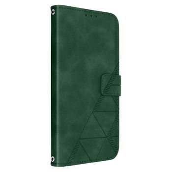 Funda Iphone 14 Plus Tarjetero Y Soporte De Vídeo Diseño Geométrico Verde