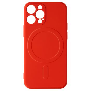Carcasa Magsafe Iphone 13 Pro Max Silicona Interior Soft Touch Mag Cover Rojo