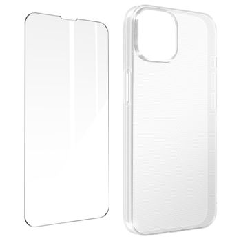 Carcasa Iphone 14 Silicona Flexible Cristal Templado 9h Transparente