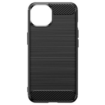 Carcasa Iphone 14 Silicona Efecto Aluminio Cepillado - Negro