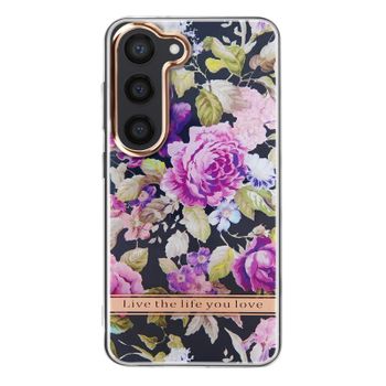 Carcasa Para Samsung Galaxy S23 Dorso Rígido Contorno Suave Floral Violeta