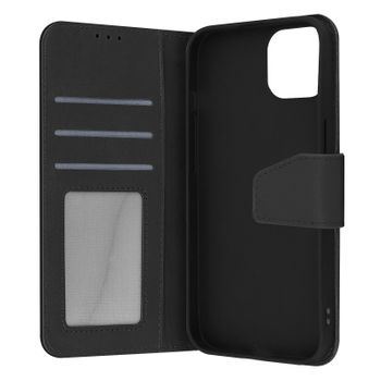 Funda Para Iphone 14 Pro Cuero Premium Tarjetero Función Soporte Vídeo Negro