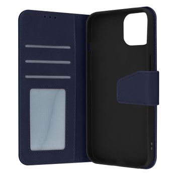 Funda Para Iphone 14 Pro Max Cuero Premium Tarjetero Función Soporte Vídeo Azul