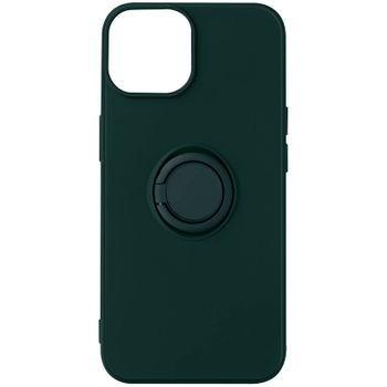 Carcasa Para Apple Iphone 14 Soft Touch Flexible + Anilla Soporte Verde Oscuro