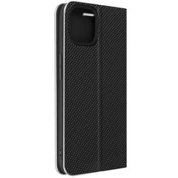 Funda Para Apple Iphone 14 Con Tarjetero Diseño Carbono Negro Y Plateado