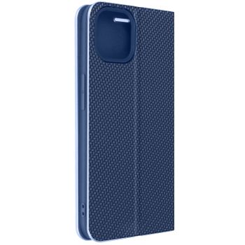 Funda Para Apple Iphone 14 Con Tarjetero Diseño Carbono Azul Y Plateado