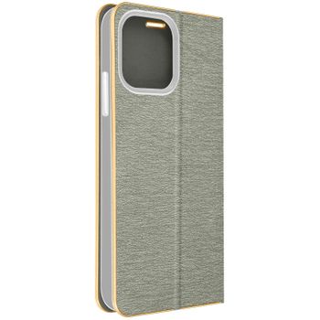 Funda Para Apple Iphone 14 Pro Max Tarjetero Y Soporte Vídeo Gris / Dorado