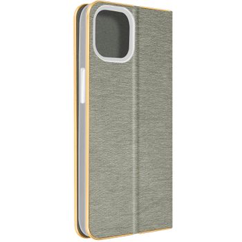 Funda Para Apple Iphone 14 Tarjetero Y Soporte Vídeo Gris / Dorado