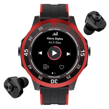 Smartwatch Negro Y Rouge Rubicon Auriculares Integrados, Seguimiento Deportivo