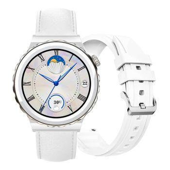 Smartwatch Blanco Rubicon, Correa En Cuero, Llamadas Bluetooth Notificaciones