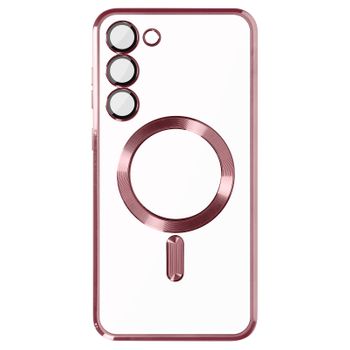 Carcasa Magsafe Para Samsung S23 Silicona Protección Cámara Transparente / Rosa