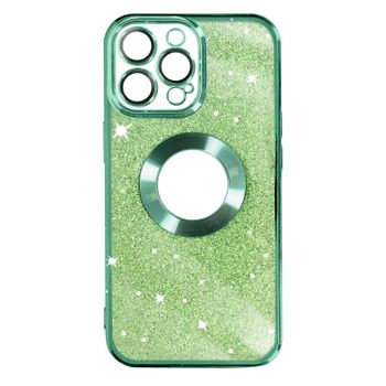 Funda Para Iphone 14 Pro Serie Protecam Spark Extraíble Glitter Verde