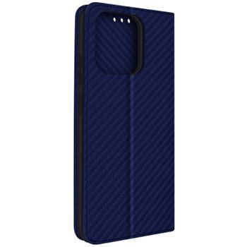 Funda Para Xiaomi Redmi 12c Tarjetero Soporte Vídeo Efecto Carbono Azul