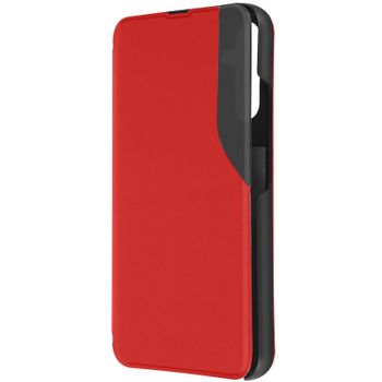 Funda Para Galaxy A34 5gventana De Visualización De La Hora Soporte Vídeo Rojo