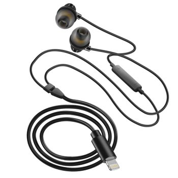 Auriculares Intrauditivos Con Cable Lightning Negro Linq Con Micrófono Y Botones