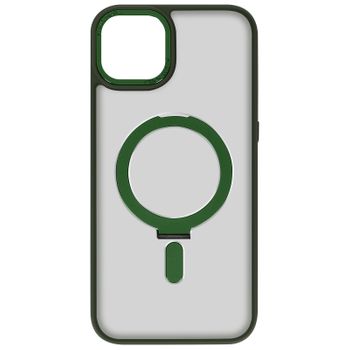 Funda Magsafe Para Iphone 15 Plus Silicona Gel Anillo Función Soporte Verde