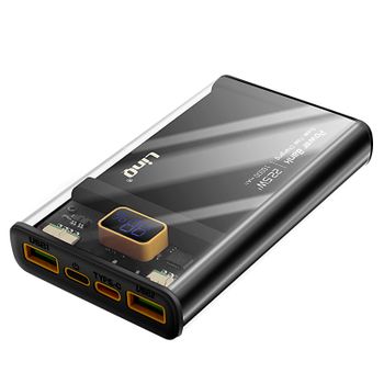 Powerbank 16000mah Usb-c 20w + 2 Usb 22.5w Pantalla Led Linq Tm16002 Negro