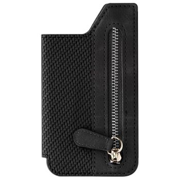 Cartera Adhesiva 5 Compartimentos + Depósito Cremallera Acabado Carbono Negro