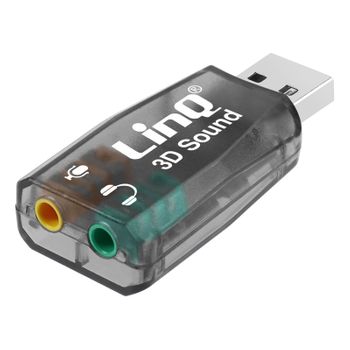 Tarjeta Sonido Usb Externa 2x3,5mm Jack Audio Micrófono Surround 5.1 Linq Negro