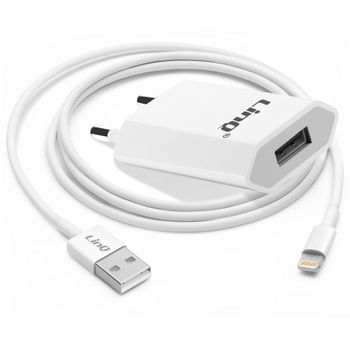 Cargador De Red Usb + Cable Usb A Iphone Lightning, Linq Blanco