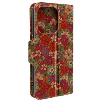 Funda De Corcho Para Iphone 14 Pro Tarjtero Bivalvo Soporte Floral De Verano