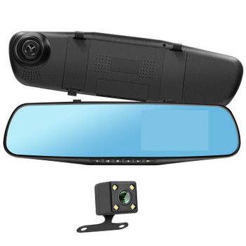 Dashcam Espejo Retrovisor Hd 1080p Pantalla De 4 Pulgadas Micro Botón