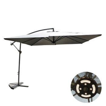 Parasol Excéntrico Cuadrado Con Led De 3x3 M Gris Solenzara