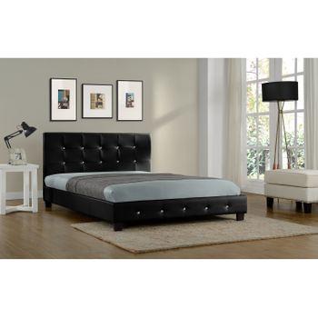 Cama De Polipiel Acolchada Negra 140x190  Notting Hill