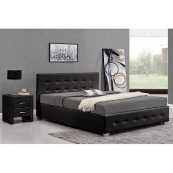 Cama Acolchada Negra Con Caja De Almacenaje 140x190 Newington