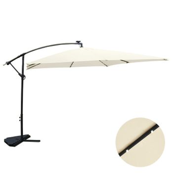 Parasol Excéntrico Cuadrado Con Led De 3x3 m Crudo Solenzara