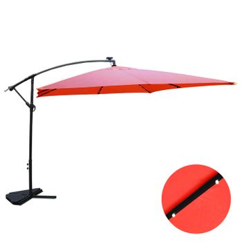 Parasol Excéntrico Cuadrado Con Led De 3x3 m Terracota Solenzara