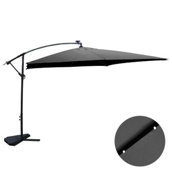 Parasol Excéntrico Cuadrado Con Led De 3x3 m Gris Solenzara