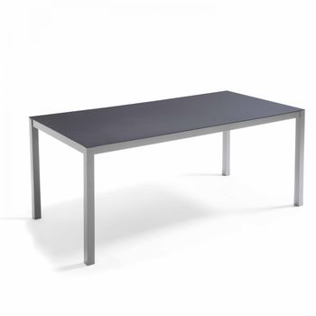 Mesa De Jardín De Aluminio Y Vidrio De Seguridad Gris