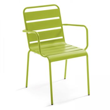 Silla De Jardã­n Con Reposabrazos 55 X 55 X 83 Cm De Metal Verde