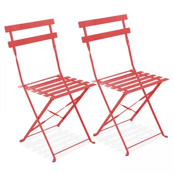 Juego De 2 Sillas De Jardã­n Plegables 42 X 46 X 82 Cm Rojo