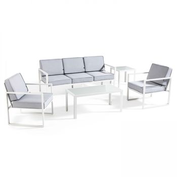 Conjunto De Muebles De Jardín De 5 Plazas De Aluminio Blanco