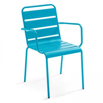 Silla De Jardã­n Con Reposabrazos 55 X 55 X 83 Cm De Metal Azul