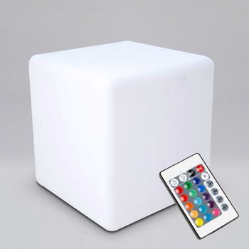 Cubo Led Multicolor Con Mando 30 Cm De Polietileno