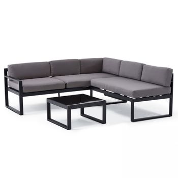 Juego De Muebles De Jardín Aluminio Y Poliéster Negro Y Gris