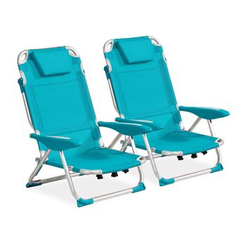 Silla De Playa Con Brazos Reclinable Verde Aluminio De 80x61x47 Cm con  Ofertas en Carrefour