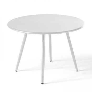 Mesa De Centro Redonda Ø50 Cm De Metal Blanca