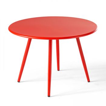 Mesa De Centro Redonda Ø50 Cm De Metal Rojo