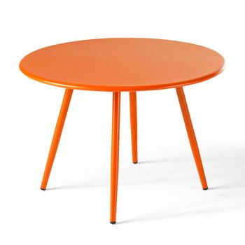 Mesa De Centro Redonda Ø50 Cm De Metal Naranja